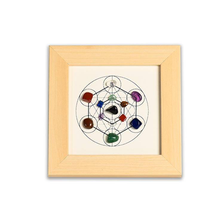 Metatron hexagram crystal stone picture frame table